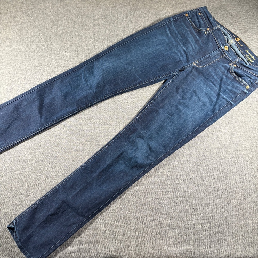 7 For All Mankind The Modern Straight Jeans Mens 28 Dark Blue Indigo Stretch